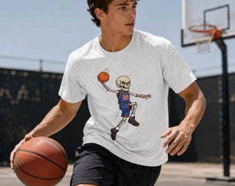 Skeleton Basketball Player Tee | Skeleton Dunking Hoop Shirt