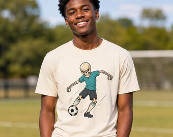 Skeleton Soccer Player Tee | Skull Football Cartoon, Sports Illustration
