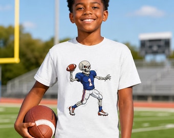Skeleton Quarterback Tee | Football Skull Player Illustration