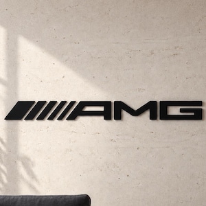 Mercedes AMG-woordmerk, metalen wanddecoratie, performance auto-kunst, decoratie voor racemerken, garagewandaccent, cadeau voor AMG-coureurs, decoratieve stalen kunst