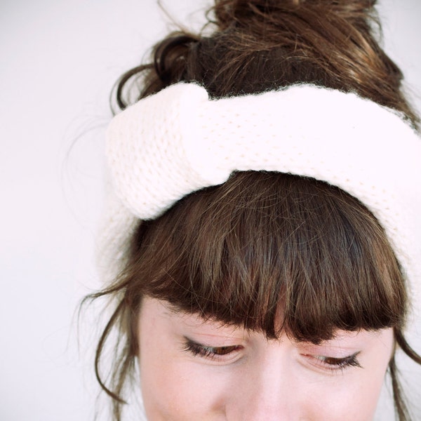 SALE, knitted white 100% acrylic headband