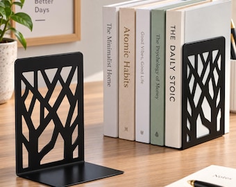 Juego de sujetalibros, soporte para libros con forma de árbol, organizador de estantería, decoración de escritorio, oficina en casa, regalo para amantes de los libros