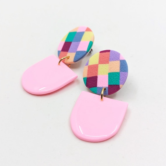 Boucles d'oreilles MADRAS pendantes Rose