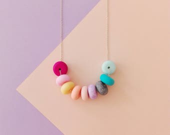 Sautoir Maxi perles multicolore / arc en ciel