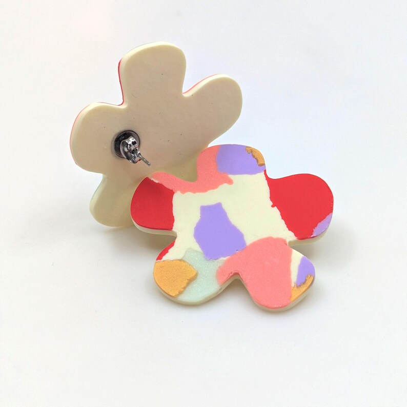 Boucles d'oreilles FLOWER POWER rouge image 3