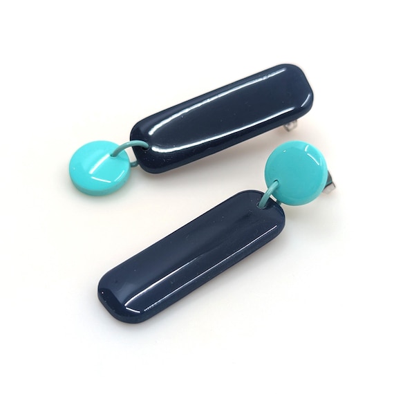 Boucles d'oreilles REVERSO marine/turquoise