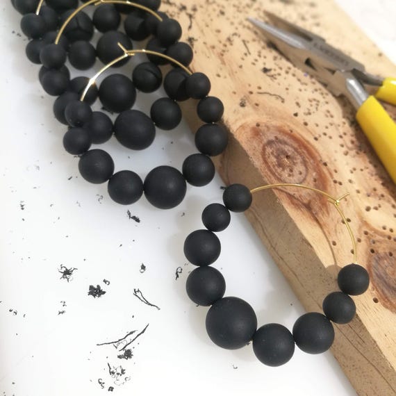 MAXI créoles PEARL noires