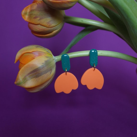 Boucles d'oreilles TULIPES orange
