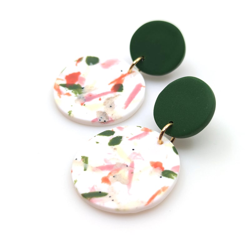 Boucles d'oreilles TERRAZZO olive / olive