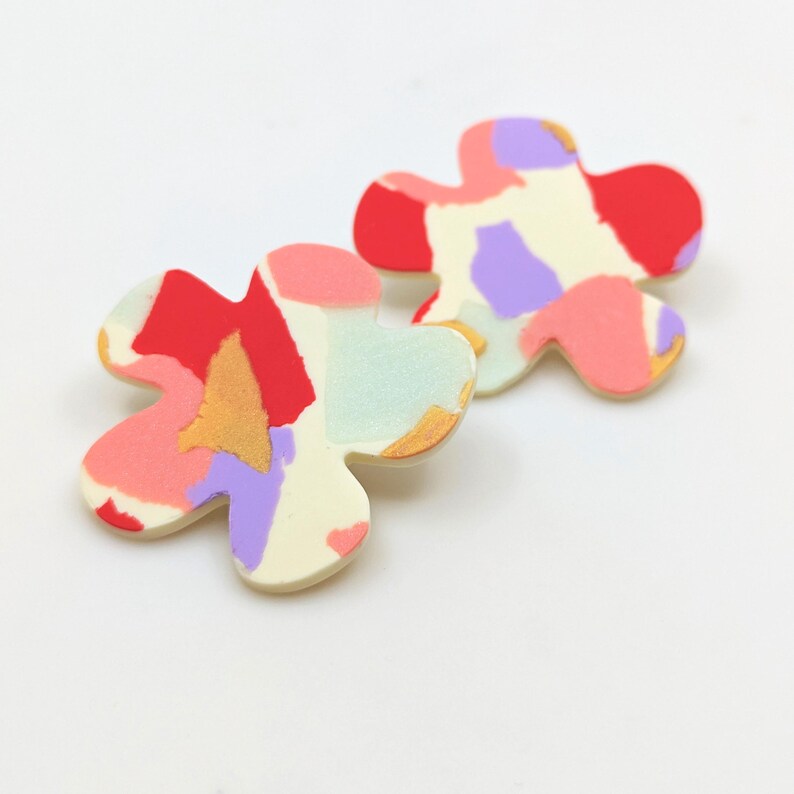 Boucles d'oreilles FLOWER POWER rouge image 4