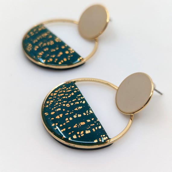 Boucles d'oreilles SHAPES - vert sombre