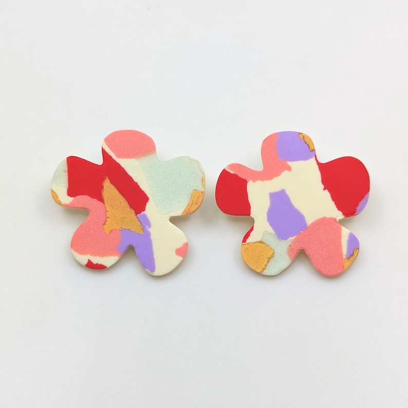 Boucles d'oreilles FLOWER POWER rouge image 1