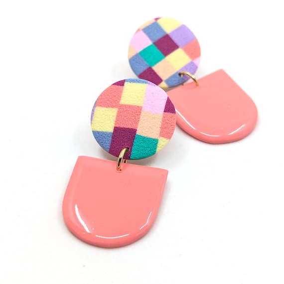 Boucles d'oreilles MADRAS pendantes Corail