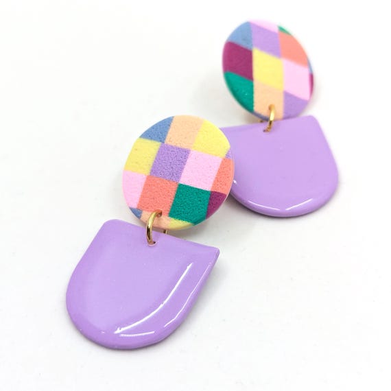 Boucles d'oreilles MADRAS pendantes Violet