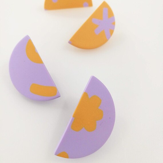 Boucles demi-lunes POP (Lilas/Orange)