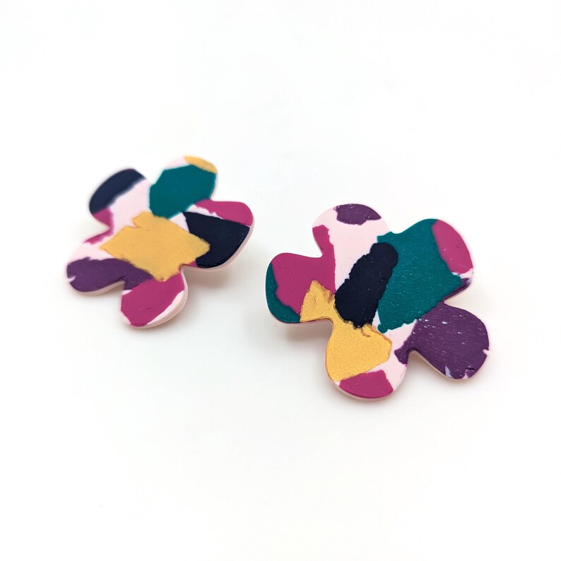 Boucles d'oreilles FLOWER POWER tons violets image 1