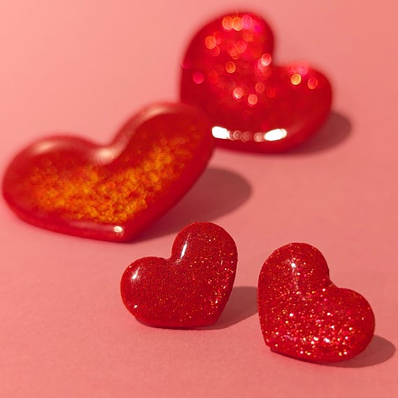 Boucles d'oreilles COEUR Rouge (petites ou grandes)