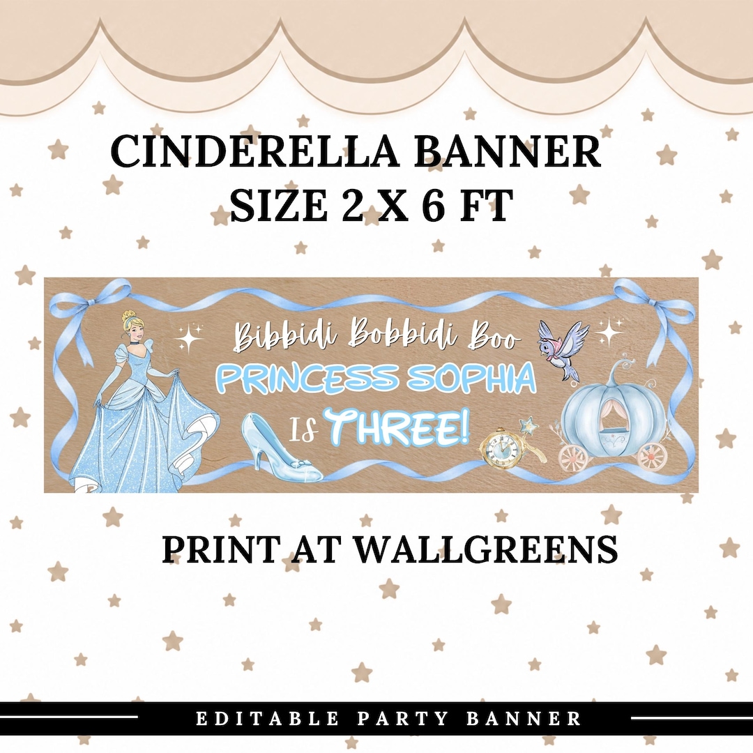 Bibbidi Bobbidi Boo Banner, Template, Princess Birthday Banner ...