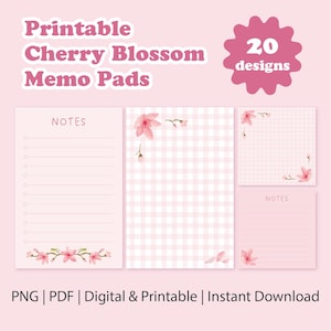 Cherry Blossom Digital Memo Pads Mega Bundle, Pink Coquette Sticky Notes, Cute Floral Notebook Inserts for GoodNotes, Printable To Do List