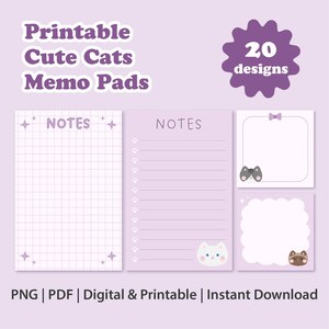 Pack de Notas Digitales Gatos para GoodNotes, Bloc de Notas Gatito para iPad, Lista de Tareas Coquette Lila