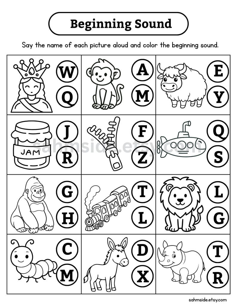 Beginning Sounds Worksheets | 14 Pages Preschool & Kindergarten Phonics ...