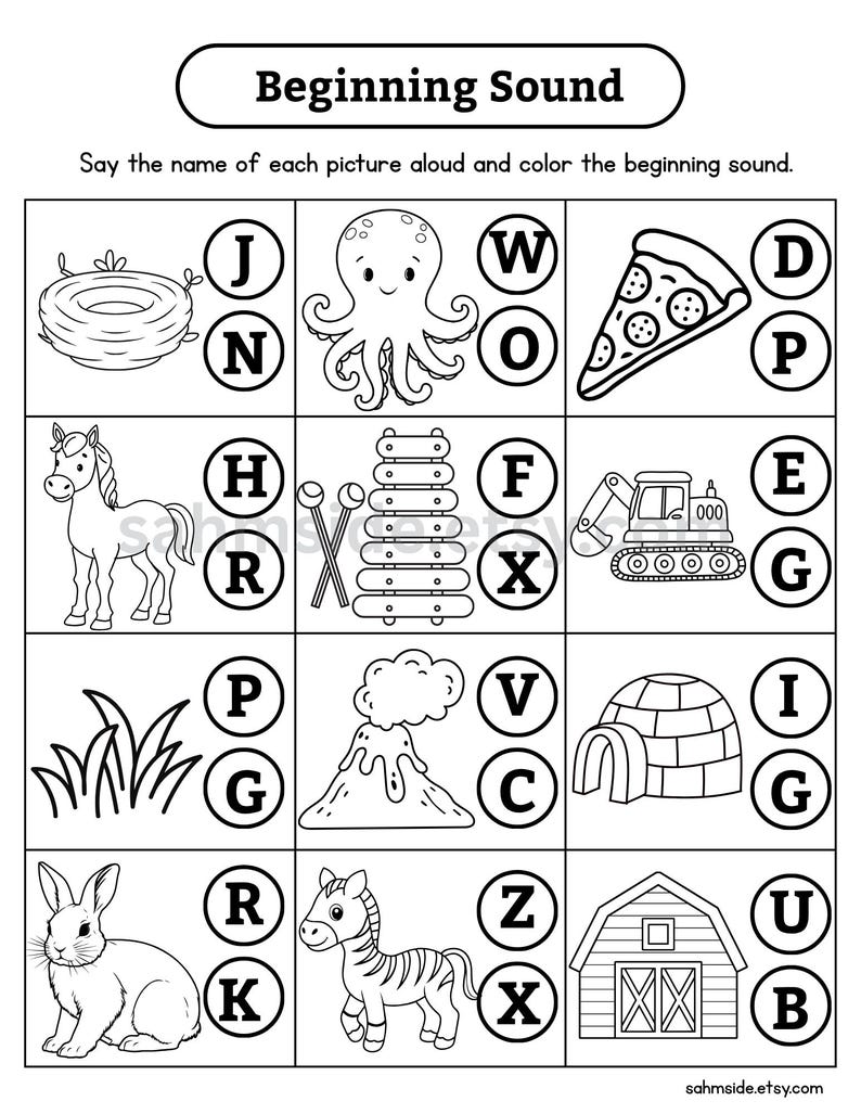 Beginning Sounds Worksheets | 14 Pages Preschool & Kindergarten Phonics ...