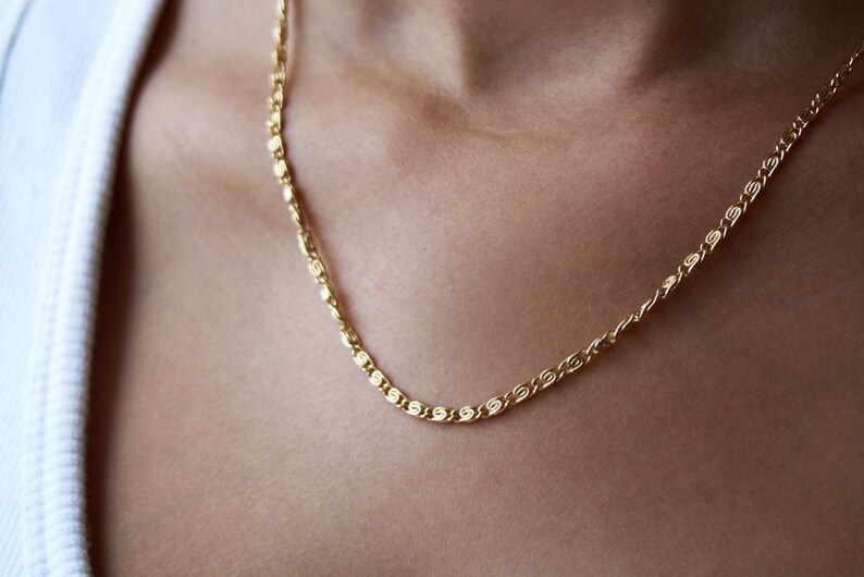 Delicate gold chain link necklace everyday necklace 24k Etsy