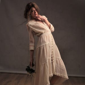 Bohemian wedding dress,Alternative wedding dress,Boho wedding dress,Gauzy dress,Prairie dress,Cotton wedding dress image 7