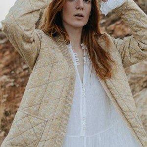 QUILTED COTTON COAT/Custom made coat/Floral coat/Lightweight jacket/Oversized coat/Liner jacket/Floral quilted coat image 9