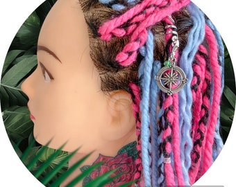 Festival Hair Cuff Charm Camping Set (2 Cuffs 4 Charms) Boho, hippie, festival | Boho Hair Clip Interchangeable Charms Braids Dreadlocks