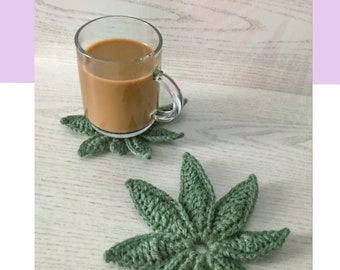 Crochet Pattern Coasters | PDF Download | Pot Leaf Cannabis Weed Marijuana Stoner Crochet Pattern | Easy to make