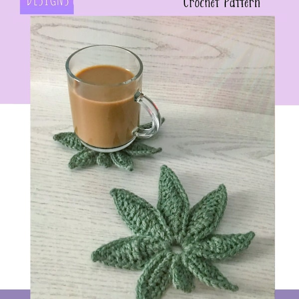 Crochet Pattern Coasters | PDF Download | Pot Leaf Cannabis Weed Marijuana Stoner Crochet Pattern | Easy to make