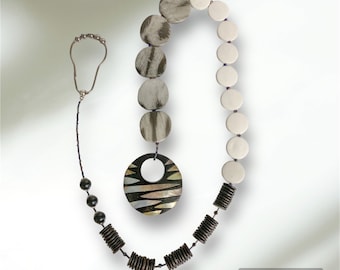 Suncatcher Zebra Print Circle Pendant 37inch Mixed Bead Boho Home Decor Unique Suncatcher