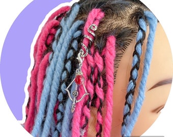 Festival Hair Cuff Charm Zombie Set (2 Cuffs 4 Charms) | Boho, hippie, festival | Boho Hair Clip Interchangeable Charms Braids Dreadlocks