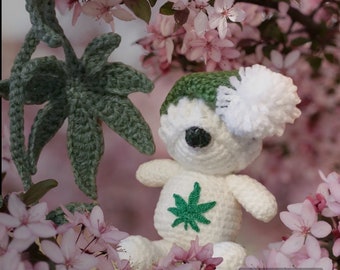 Crochet Pattern Bear | Don't Care Bear Cannabis Weed | Instant PDF Download Crochet Pattern Unique | Amigurumi Thread Art