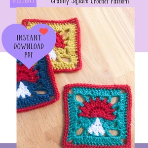 Mushroom Crochet Pattern | Toadstool Square Crochet Pattern | Instant PDF Download Crochet Printable | Granny Square | Afghan Block