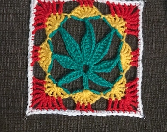 Crochet Pattern Cannabis Granny Square | PDF Download | Pot Leaf Cannabis Weed Marijuana Stoner Crochet