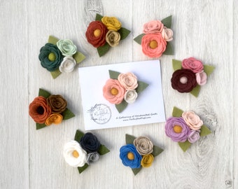 Felt Flower Hair Clip or Headband, Hair Accessory, Scallop Rose Felt Flower, Multiple Color Options, 3”