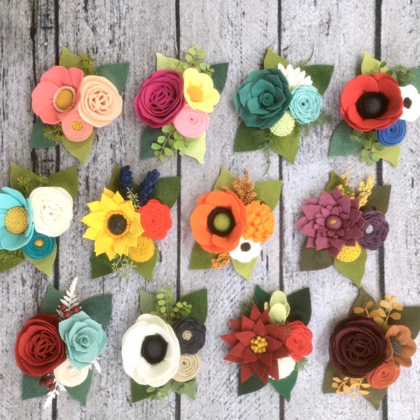 Felt Flower Decoration, Flower Magnets, Felt Succulents, Changeable for Seasons