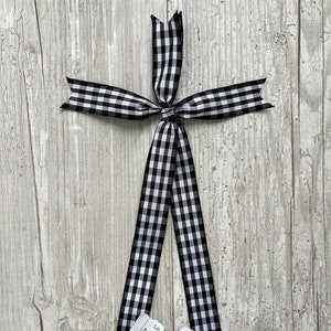 Christmas Wreath, Black & White Gingham Ribbon, Nostalgic Wreath, Farmhouse Christmas, Music Wreath, Winter Wreath, Red Paper Flowers, 10 image 8