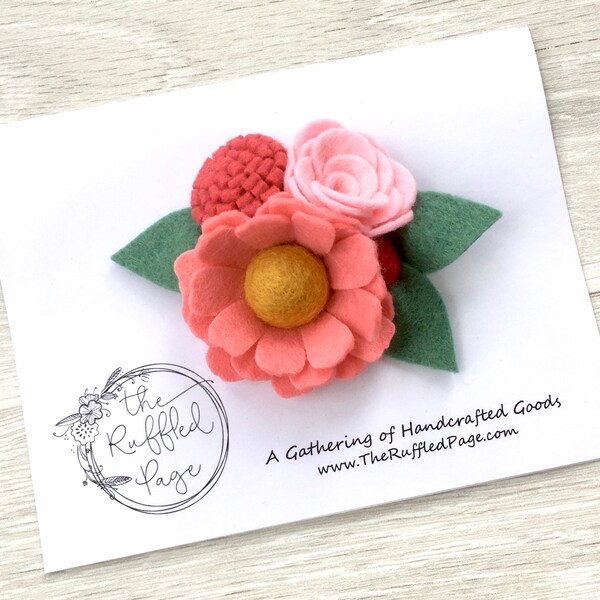 Felt Flower Hair Clip, Hair Accessory, Daisy Felt Flower, Multiple Color Options, 3.5”