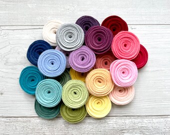 Felt Flowers, "Round Rosette", Loose Felt Flowers, Bulk Felt Flowers, Felt Succulents, Set of Felt Flowers, Choose Colors and Quantity, 2"