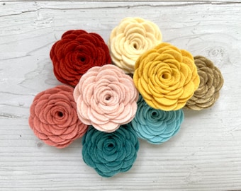 Bulk Felt Flowers, "Scallop Rosette" Succulent, Felt Succulents, DIY Felt Flowers, Choose Colors and Quantity, 2"