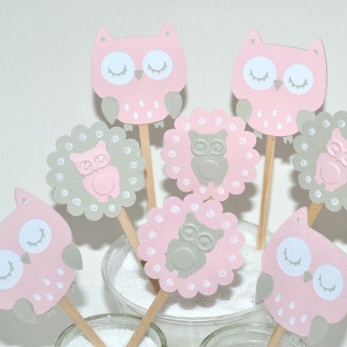 Owl Baby Shower Cupcake Toppers Printable Baby Shower Cup Cake Etsy