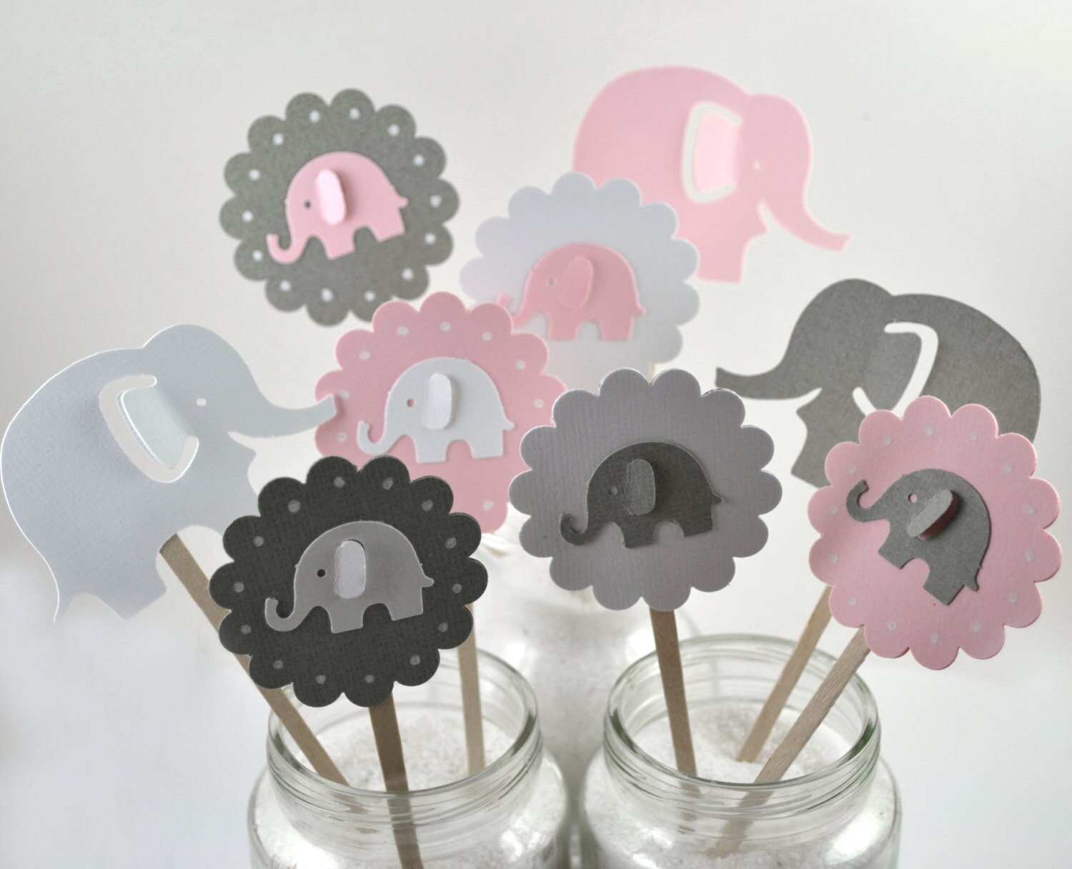 Elephant Baby Shower Decorations Pink 12 Pink Gray Etsy