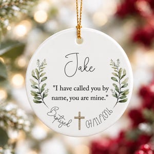 Decorazione per battesimo, nome e data personalizzati, regalo ricordo con versetto biblico, decorazione per battesimo in ceramica, design a croce personalizzato