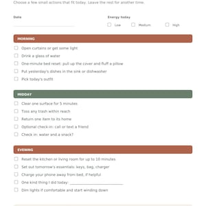 ADHD Home Organization Starter Printables: Daily Reset Checklist, 5-Minute Task Cards & 24 Labels
