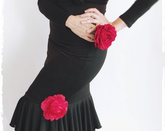 Flamenco Skirt 04 - Black/Black Circle