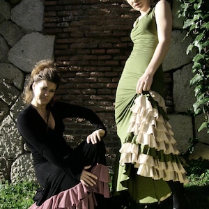 Flamenco Dress 01 - Green with lateral elastic tull frills