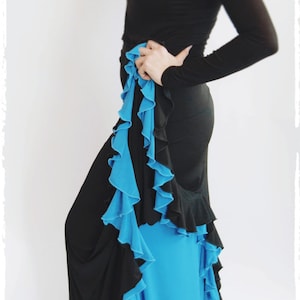 Flamenco Skirt 06 - Black/Turquoise 2 Layers